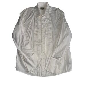 Juicy Couture Mens XXL White Cotton Ruffled French Cuff Tuxedo Shirt Long Sleeve